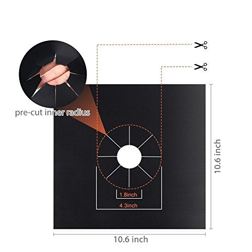 Stove Burner Covers - Gas Stove Protectors Black 0.2mm Double Thickness, Reusable, Non-Stick, Fast Clean Liners for Kitche...