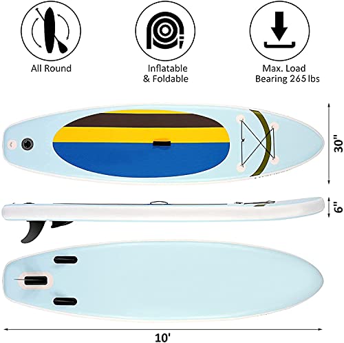 ANCHEER iSUP Inflatable Stand Up Paddle Board 10', Non-Slip Deck, Military Grade PVC iSUP Boards Complete Kit Package Plus...