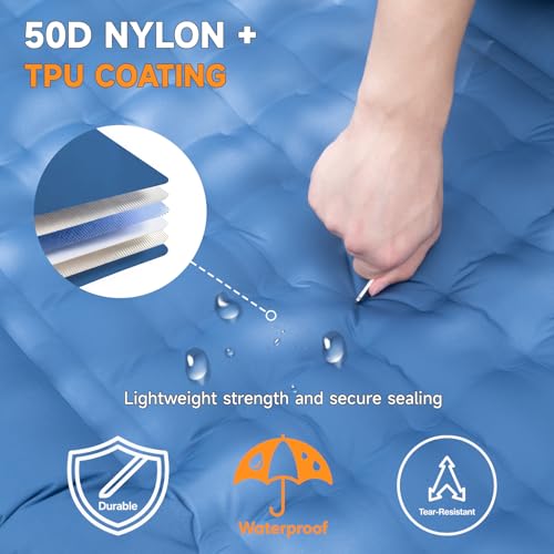 Aonhom Camping Sleeping Pad, 5" Ultralight Inflatable Sleeping Mat with Pillow, Built-in Foot Pump Inflatable Sleeping Pad...