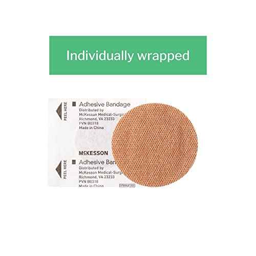 McKesson Adhesive Bandages, Sterile, Fabric Spot, 1 in, 100 Count, 4 Packs, 400 Total