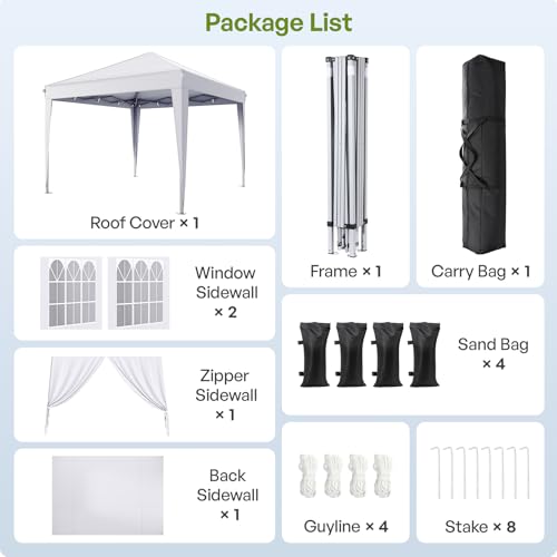 Driftalia 10x10 Pop Up Canopy with Sidewalls, Outdoor Instant Canopy Tent with Carry Bag for Commercial Events, Camping, B...