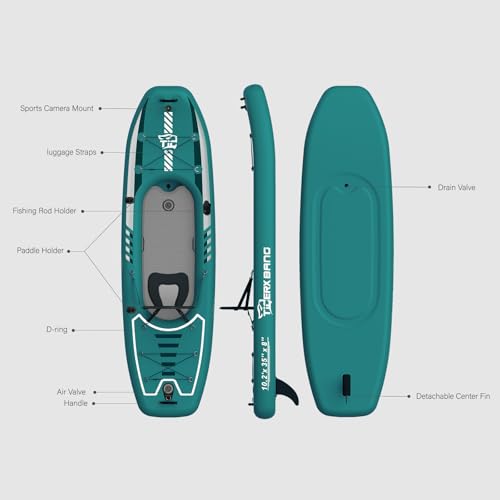 TIGERXBANG 10.2'x35''x8'' Inflatable Kayak with Detachable Seat, SUP-Kayak Set Includes Hand Pump/Aluminum Oar/Backpack, B...