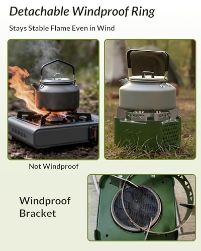 Indwell Camping Stove Windproof Infrared Single Burner Portable Propane Butane Stove with Piezo Ignition Perfect for Campi...