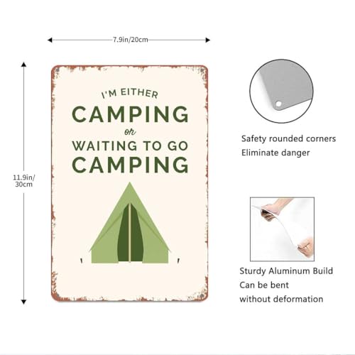 Retro Metal Sign Camping Lifestyle "Happy Camp",Text Art Poster Home Wall Decor, For Bedroom, Living Room, Bar, Restaurant...