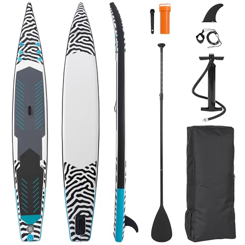 Paddle Board 14'x25’’ Inflatable Paddle Board with Complete SUP Accessories, Anti-Slip EVA Deck, Air Pump, Removable Fins,...