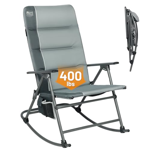 Timber Ridge Oversized Folding Rocking Camping Chair, Padded Outdoor Rocker with High Back, Portable Outdoor Chair for Pat...