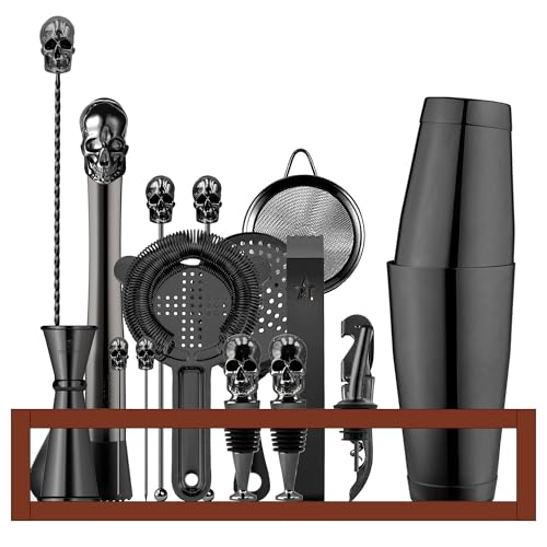 Homestia Cocktail Shaker Set Bartender Kit : 18-Piece Bar Tool Set with Wooden Stand | Bars Set with All Practical Bar Acc...