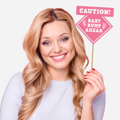 Fully Assembled Baby Shower Photo Booth Props - Set of 30 - Girl Baby Shower Selfie Signs - Pink Party Supplies & Decorati...