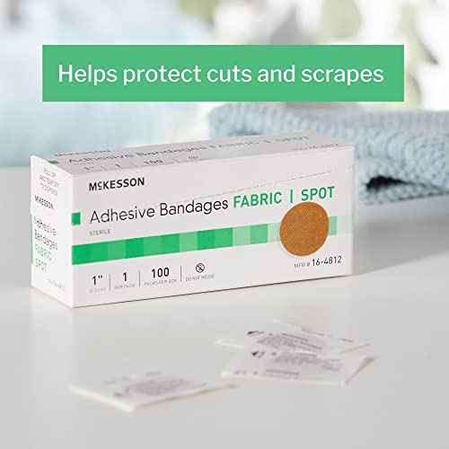McKesson Adhesive Bandages, Sterile, Fabric Spot, 1 in, 100 Count, 4 Packs, 400 Total
