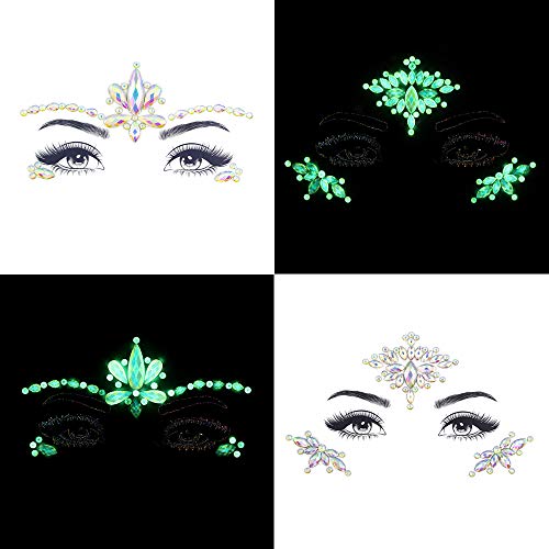 Noctilucent Face Gems Luminous makeup Temporary Tattoo Stickers Acrylic Crystal Glitter Stickers Face Jewels Rainbow Tears...