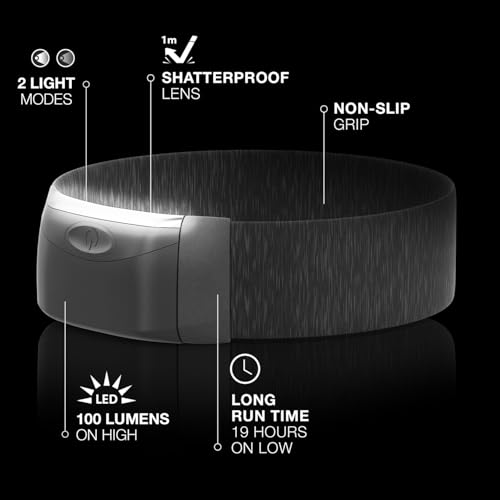 Energizer Headband Light, Headlamp in Black Casts 100 Lumens of LED Light, Impact Resistance up to 1 Meter, Hands Free Lig...