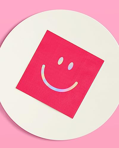 xo, Fetti Smile Party Napkins, 3-ply, 24 pcs - Happy Rainbow Birthday Party Decorations, Cute Bachelorette Party, Cool Coc...