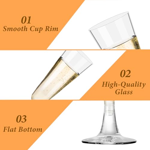 GuanQiao Plastic Champagne Flutes 40 Pack, 5.5 Oz Clear Disposable Plastic Champagne Glasses, Wine Glasses Cups for Weddin...