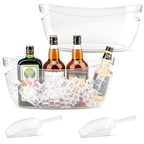 2Pcs Clear Ice Buckets for Parties, 5.5L Acrylic Champagne Bucket with Scoop, Mimosa Bar Supplies, Plastic Tub for Drinks,...