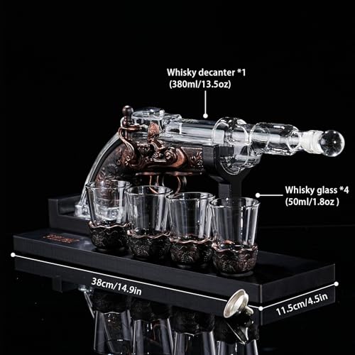 VYLPM Gun Whisky Decanter Set with 4 Shot Glasses,Cool,Unique Gifts for Men Dad Boyfriends,Liquor Gun Decanter Set A Great...