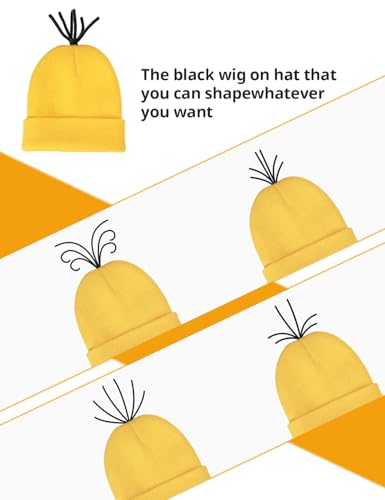Halloween Costume Accessories Adult Yellow Beanie Hats for Men Women for Cosplay Party Set