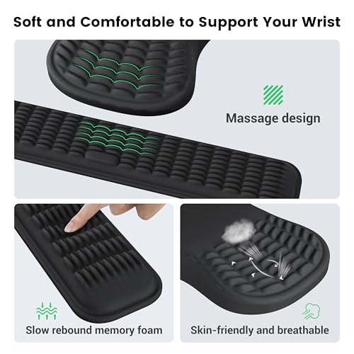 MEKASS Ergonomic Mouse Pad and Keyboard Wrist Rest Set, Super Soft Memory Foam Desk Wrist Support for Computer Keyboard, N...