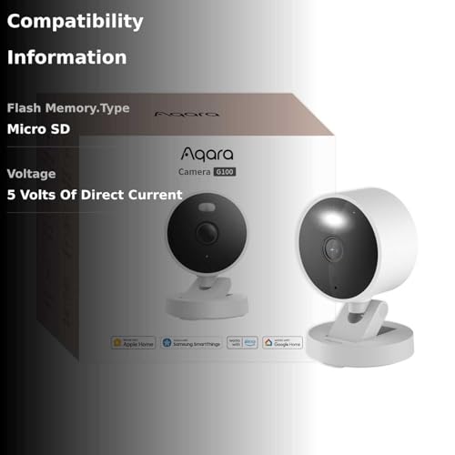 Aqara G100, 2K Indoor/Outdoor Security Camera, HomeKit Secure Video, 2-Way Audio, Spotlight Color/IR Night Vision, AI Detection, 140° FOV, Wi-Fi 6, Supports HomeKit, Alexa, Google and IFTTT, White