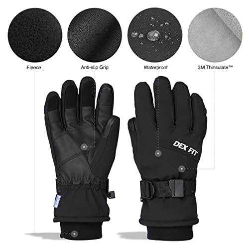 DEX FIT Coldproof Warm Winter Gloves WG201, Waterproof, Double Thermal Protection for Cold Weather & Outdoor Work, PU Leat...