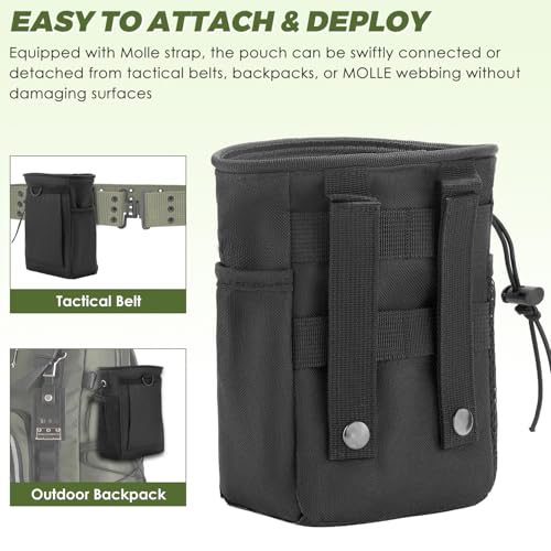 3 PCS Tactical Dump Pouch Set with 3 D-Ring Snap Hook, Molle Compatible Mag Ammo Pouch for Outdoor Training Hunting Campin...