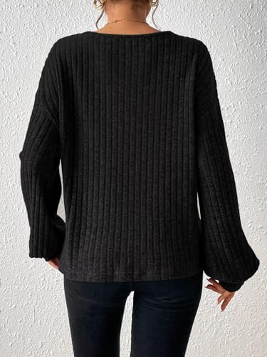 Women's Fall V Neck Sweaters 2025 Loose Fit Lightweight Casual Tunic Fashion Tops