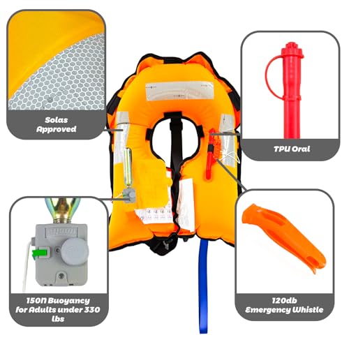 Manual Inflatable Life Jacket,Preserver PFD for Adults,Life Vest for Adult,Supports Weight up to 330 pounds