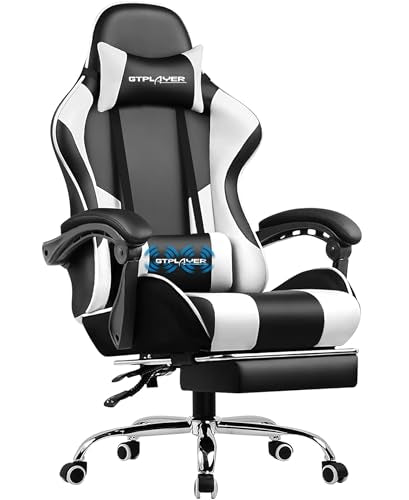 GTPLAYER Gaming Chair, Computer Chair with Footrest and Lumbar Support, Height Adjustable Game Chair with 360°-Swivel Seat...