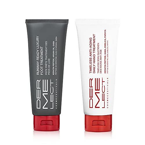 Dermelect Essential Anti-Aging Hand & Foot Duo - Ultra-Hydrating Hand Cream & Runway Ready Foot Treatment, Restores Youthf...