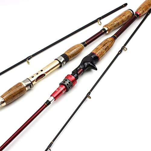 Fishing Rod Fishing Rod Portable - 2.1M Spinning Rod Fast Lure Rod Lure 10-25g Carbon Fiber Fishing Rod Wooden Handle Trou...