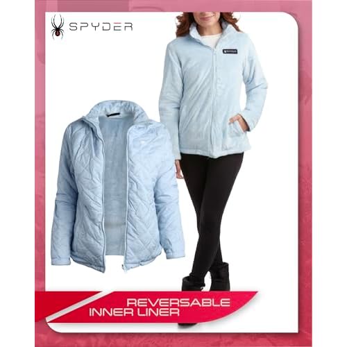 Spyder Womens Ski Jacket - Faux Fur Lined Insulated 3 in 1 Puffer Jacket - Reversible Quilted Winter Coats for Women