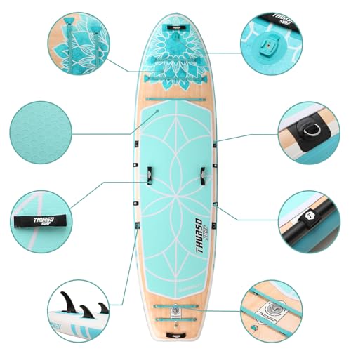 THURSO SURF Tranquility 10 ft 8 Yoga Paddle Board Inflatable Stand Up Paddleboard Yoga/Pilates/Fitness SUP Board | Woven D...