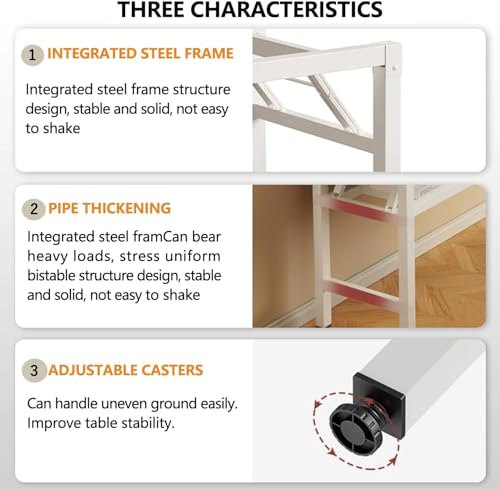 HDOFM 47.2 Inch Folding Table，Square Folding Desks for Small Space,Small Foldable Desk No Assembly,Rustic Brown.