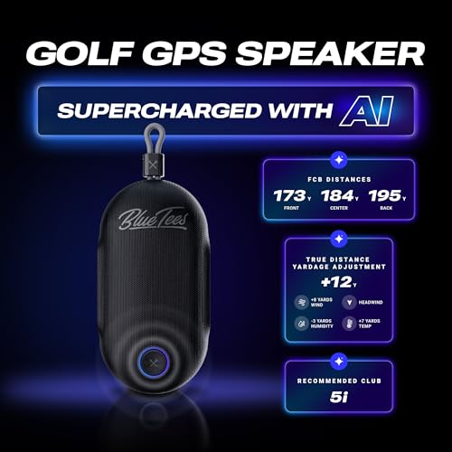 Blue Tees Golf Player Go - Golf GPS Speaker, Powered by AI, Compact GPS Speaker, Auto Course Recognition, Bluetooth Audio,...