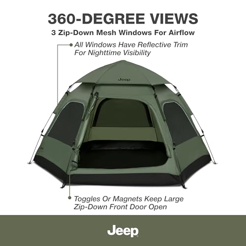 Jeep Compass 4-Person Pop Up Instant Tent by Delta Children with Carry Bag, Stakes and Guy Lines – Waterproof - UPF 50+Pro...