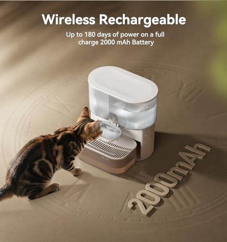 Wireless Cat Water Fountain No Filters, Wastewater Separation, FEELNEEDY Stainless Steel Bowl, 3.5L Pet Water Fountain for...