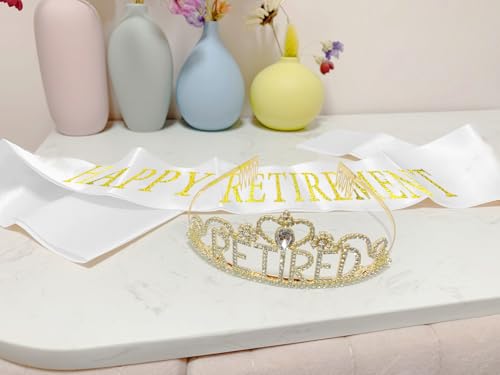 JETKONG Retirement Party Decorations Retired Tiara/Crown, Retired Sash for Women Retirement Gifts, Retirement Party Suppli...