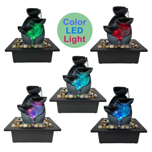 Indoor Tabletop Water Fountain, Resin Zen Meditation Waterfall Fountain with ON/Off Switch, Indoor Waterfall Feature with ...
