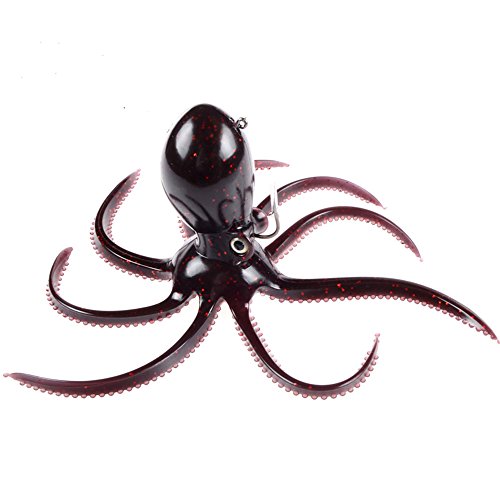 East Rain Artificial Octopus Swimbait with Skirt Tail Lingcod Rockfish Jigs for Saltwater Fishing Big Game (PVC,3.54/7.87/...