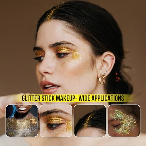 Brzeaf Golden Glitter Stick, Body Glitter, Singer Concerts Music Festival Rave Accessories, Shimmery & Long Lasting, Chunk...