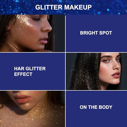 XICZH Body Glitter Spray, Glitter Spray for Hair Clothes and Body, Holographic Silver Glitter Hairspray for Grils – Festiv...
