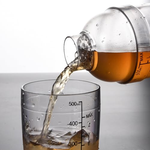 Voittozege 12 Pcs Plastic Cocktail Shaker Set, 6 Pcs 17 oz Cocktail Shaker and 6 Pcs Measuring Jigger Set Clear Wine Shake...