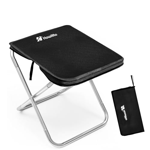 Howillto Camping Stool, 16in Tall Portable Folding Stool with Carry Bag, Upgraded Ultralight Chair with Roomy Seat for Adu...