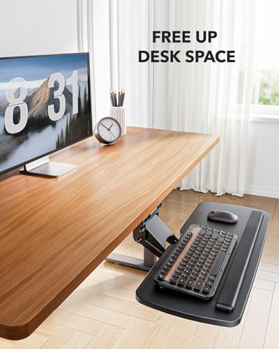 HUANUO Keyboard Tray Under Desk, 360 Adjustable Ergonomic Sliding Keyboard & Mouse Tray, Under Desk Keyboard Tray Slide Ou...