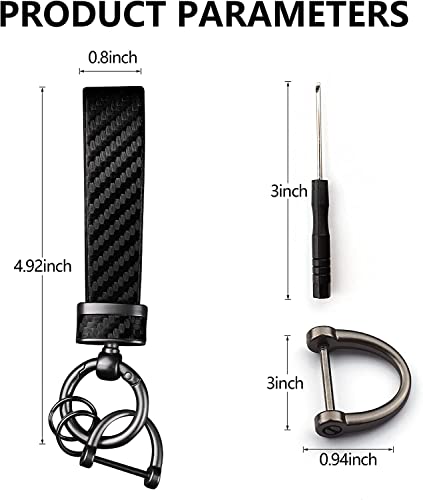 Turcee 2PCS Carbon Fiber Car Keychain Kit,Gift for Men and Women,Quick Release Spring with D-Ring Anti Lost Car Keychain O...