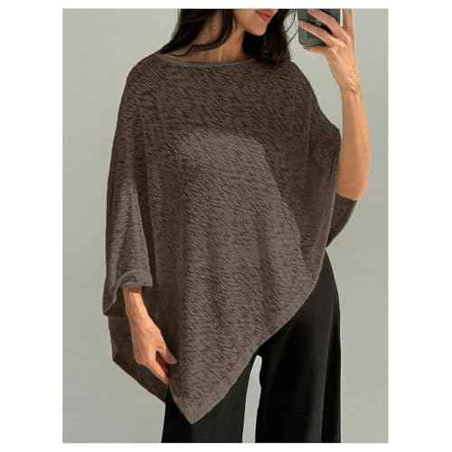 MakeMeChic Ponchos for Women Sheer Poncho Sweater Shawl Wraps Coverup