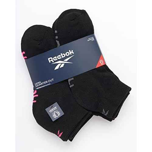 Reebok Womens Comfort Cushioned Athletic Quarter Cut Socks (6 Pack)