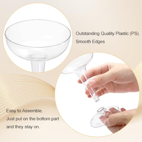 Hacaroa 75 Pack Plastic Champagne Coupe, 4 Oz Champagne Glasses Cocktail Glasses, Disposable Party Stem Cups Dessert Cups ...