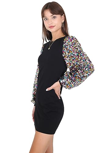 Anna-Kaci Womens Long Sleeve Sequin Party Bodycon Dress Cocktail Sparkle Wedding Evening Clubwear A Line Mini Short Dress