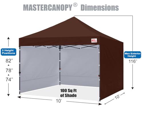 MASTERCANOPY Heavy Duty Pop-up Canopy Tent with Sidewalls (10x10,Brown)