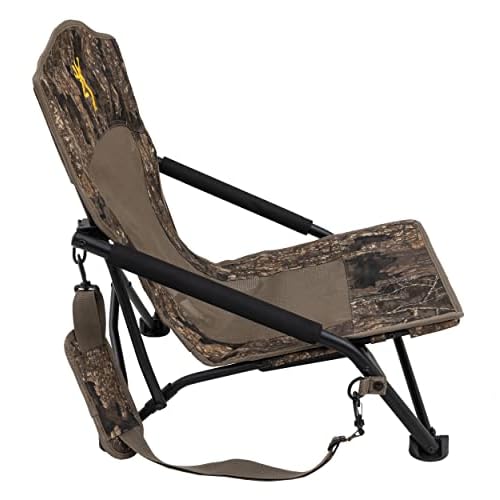 Browning Strutter Camo Turkey Hunting Chair with Foldable Low Profile Compact Design, Durable Steel Frame, and Padded Shoulder Carry Strap and Carry Bag